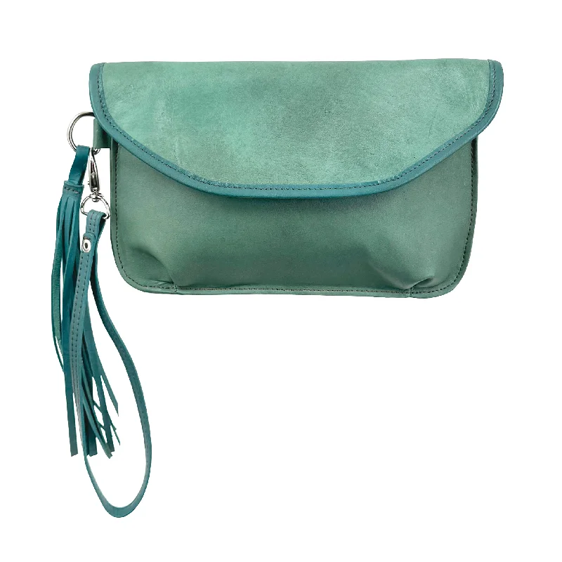 Kid's Crossbody/Clutch -Detachable Strap - Light Turquoise