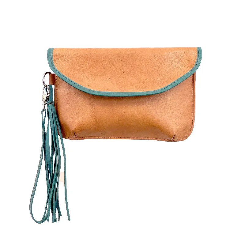 Kid's Crossbody/Clutch -Detachable Strap - Natural Tan