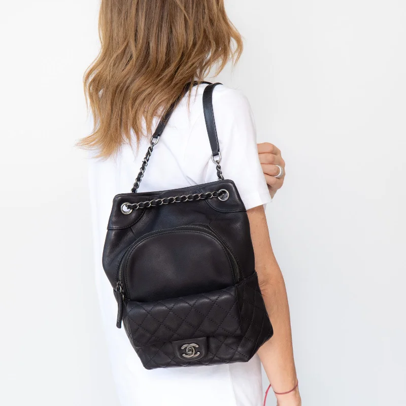 Chanel Black Leather Backpack