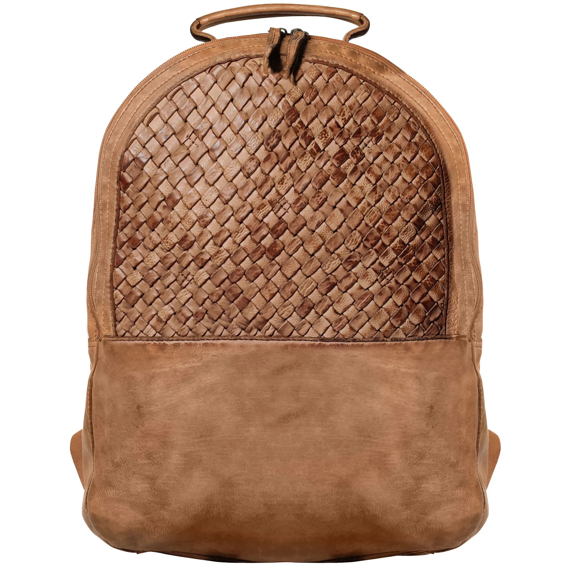 Leather Laptop Backpack for Women, Cognac