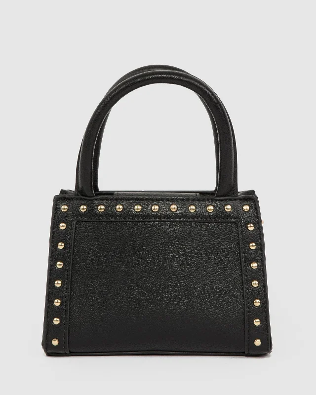 Black Philippa Mini Stud Tote Bag