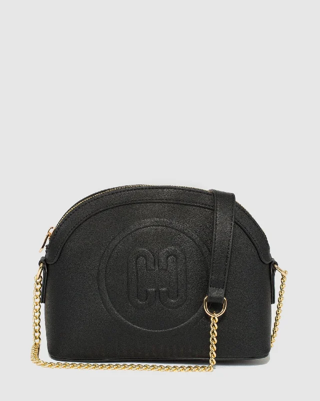 Black Raina Embossed Crossbody Bag