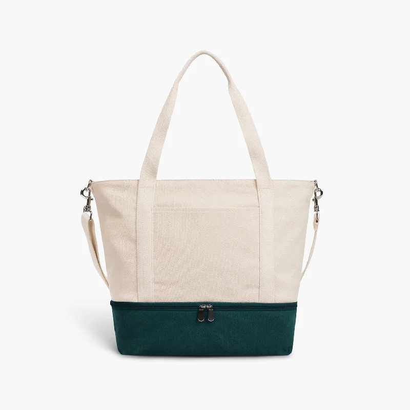 Catalina Deluxe Tote - Eco Friendly Canvas - Dark Green Colorblock