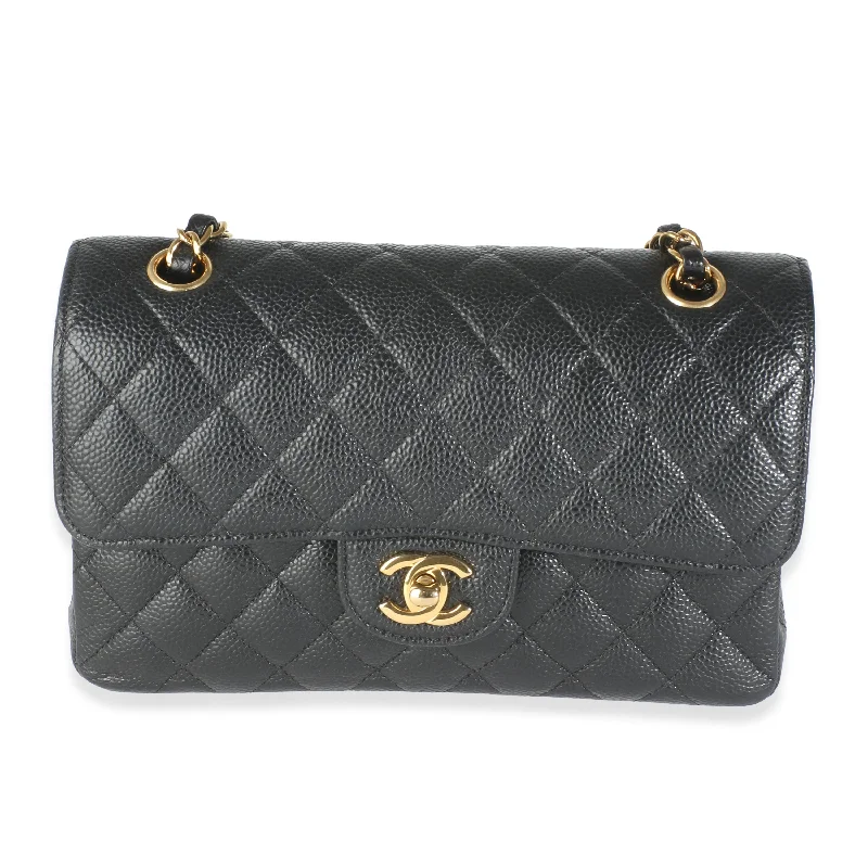 Chanel Black Quilted Caviar Small Classic Double Flap Bag