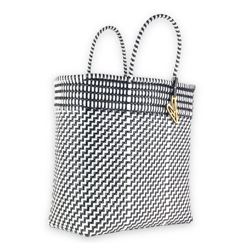 Maria Victoria | Magpie BW Totes | Upcycled, Handwoven, Black/White Tote