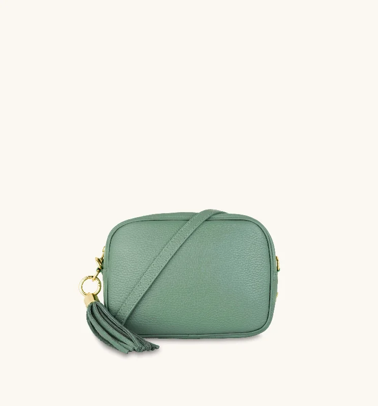 The Tassel Pistachio Leather Crossbody Bag