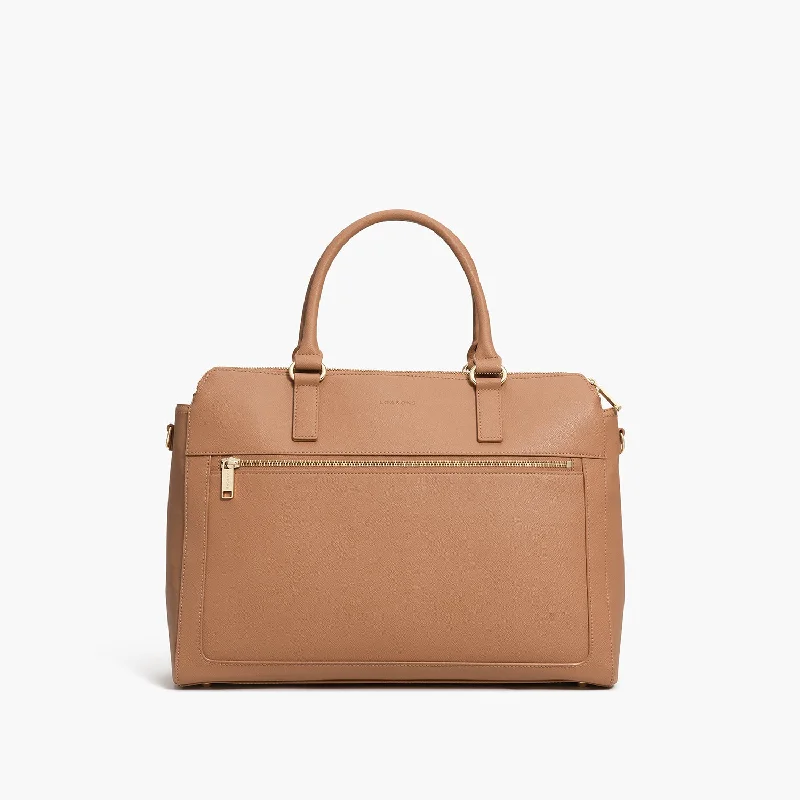 Trinity - Recycled Saffiano Leather - Dark Tan / Gold / Camel