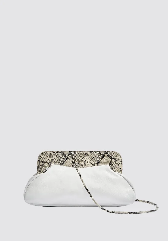 Constanza Maxi Clutch | White & Python