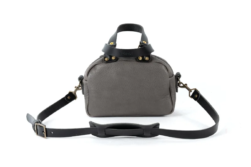 HOFFMAN LEATHER CROSSBODY BAG - MINI - LEAD GRAY