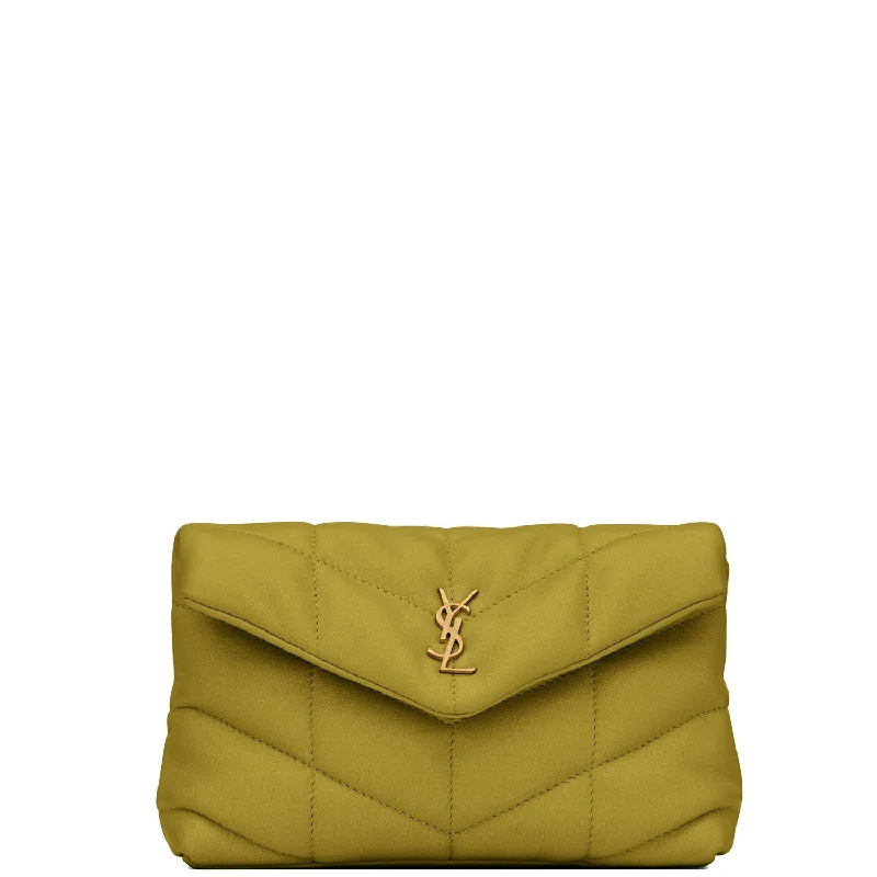 Loulou Puffer Pouch, Olive/Bronze