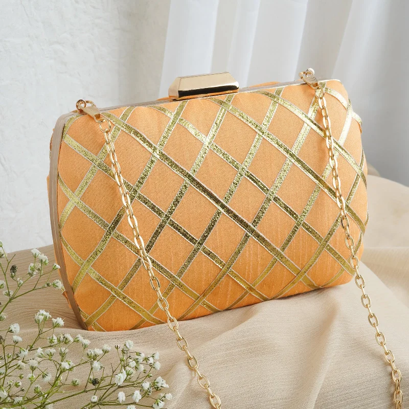 Crossing Paths Peach Fabric Clutch