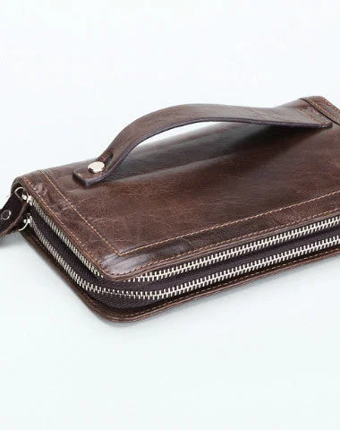 Leather Wristlet Wallet long wallet leather clutch wallet for men