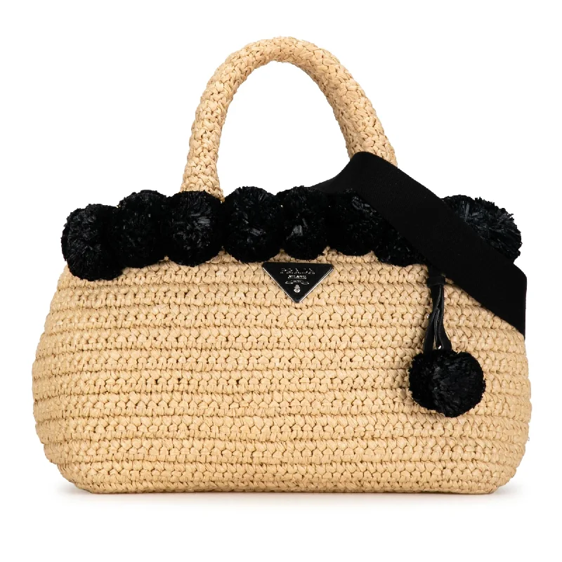 Prada Raffia Pompom Satchel (SHG-xIScda)